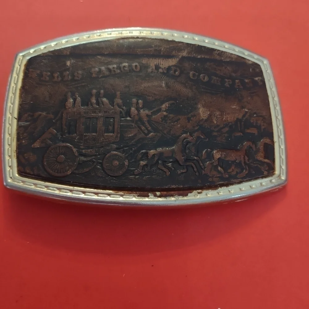 Wells Fargo and company stagecoach wagon western men's belt buckle